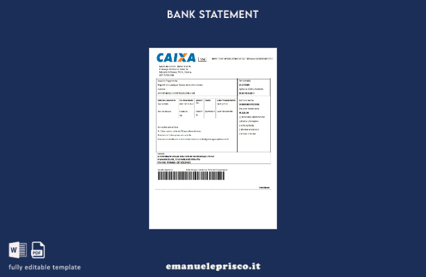 modello word di estratto conto bancario Brasile Caixo in stile verificato